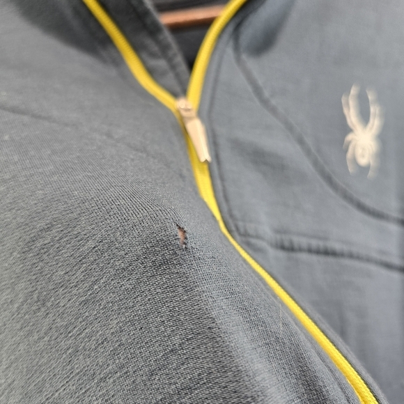 Spyder Jacket Mens Large Blue Gray Merino Wool Full Zip Mid Layer - Picture 10 of 11